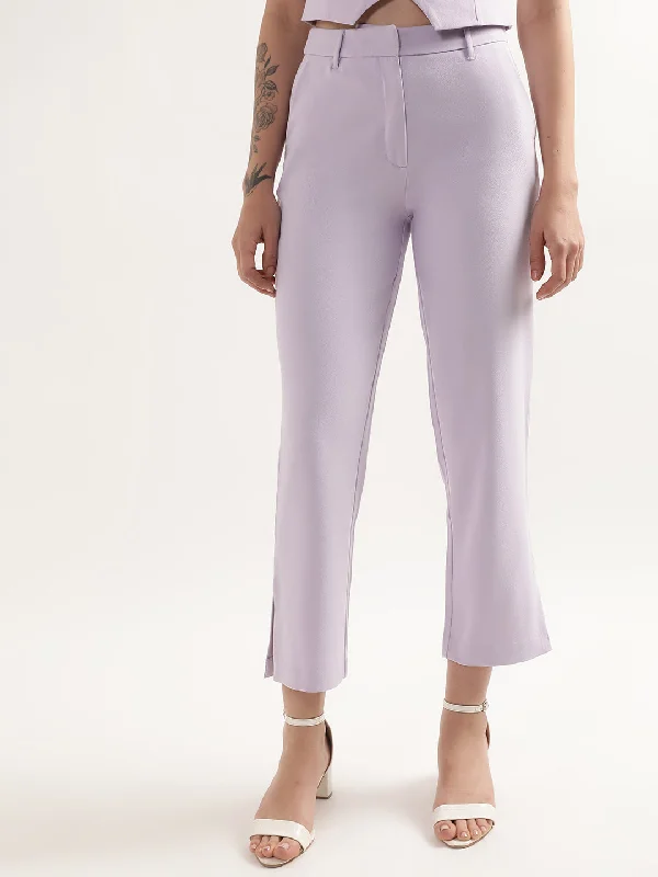 Centre Stage Women Lilac Solid Slim Fit Trouser