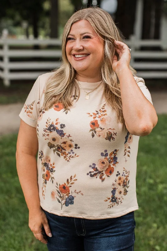 Confident Approach Floral Top- Tan & Rust