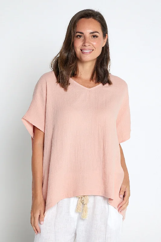 Tahiti Muslin Top - Peach