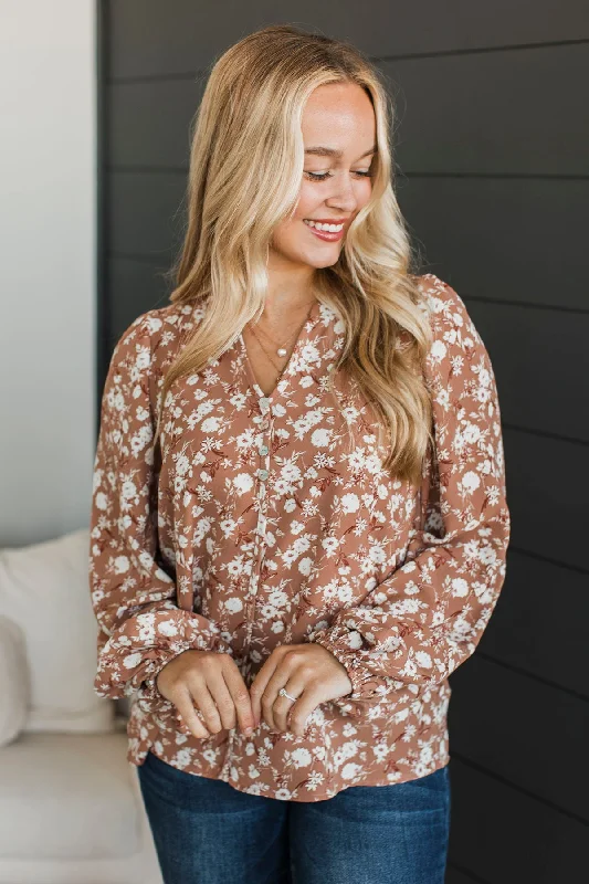 You Know Me Floral Blouse- Clay