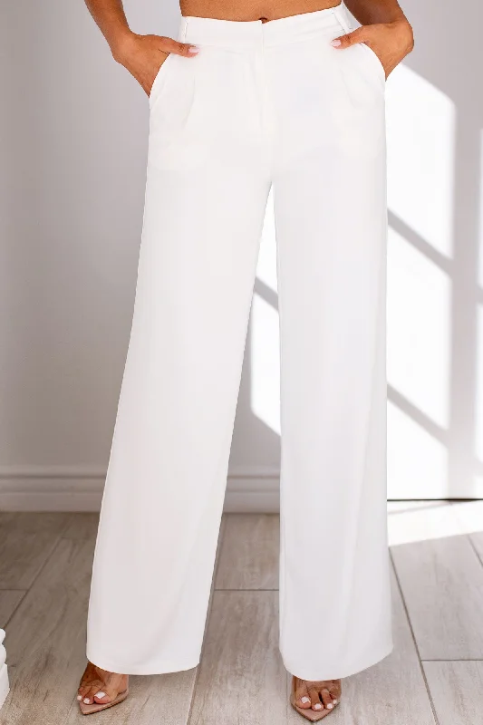 Good Feeling White High Rise Pants