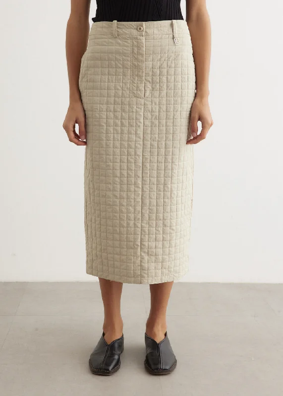 Grid Wrinkle H-Line Skirt