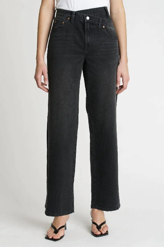 Bobbie Crossover High Rise Wide Leg Jeans In Taurus Black