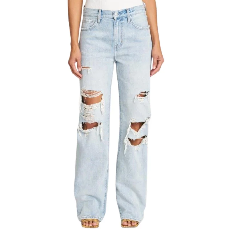 Bobbie Mid Rise Loose Straight Leg Jeans In Encinitas Distressed