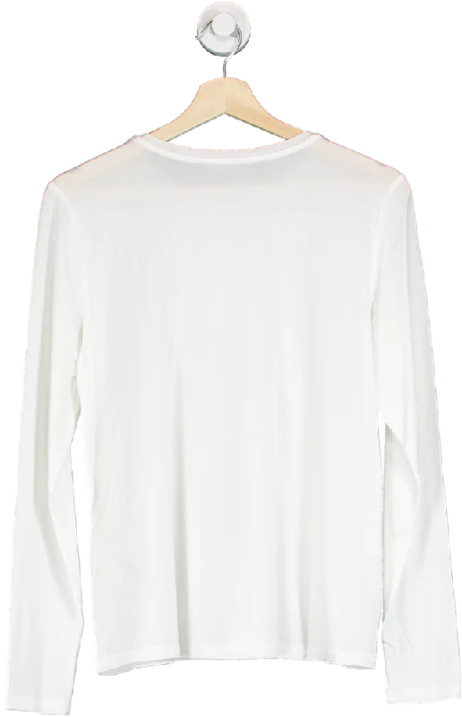 Eileen Fisher White Fine Jersey Crew Neck Top UK XS