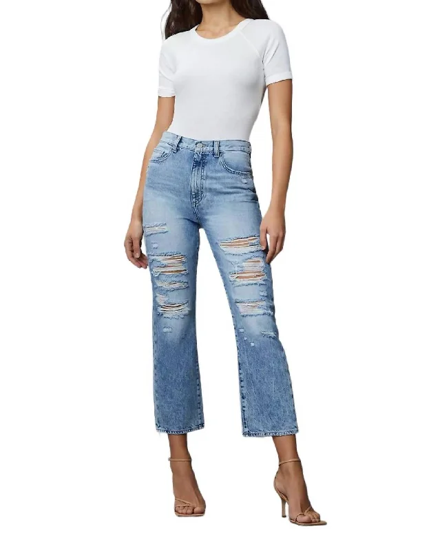 Emilie Straight Ultra High Rise Jean In Super Light Shredded