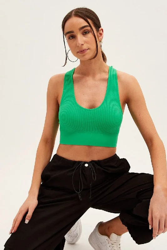 Green Seamless Crop Top Bralette