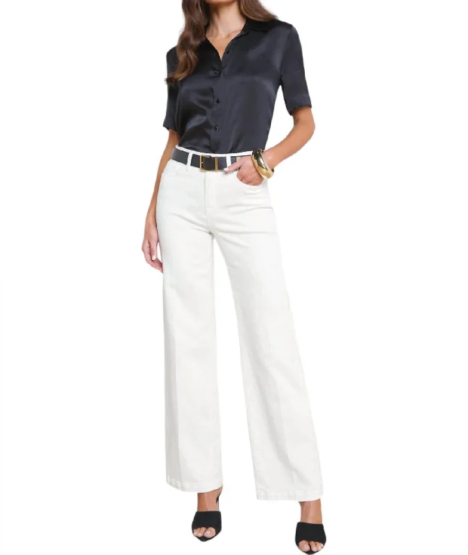 Scottie Wide Leg Jeans In Blanc