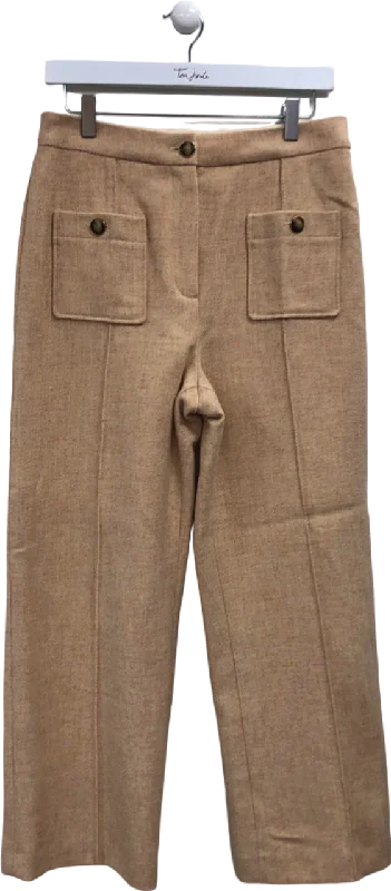 SÉZANE Beige Virgin Wool Emilio Trousers UK 10