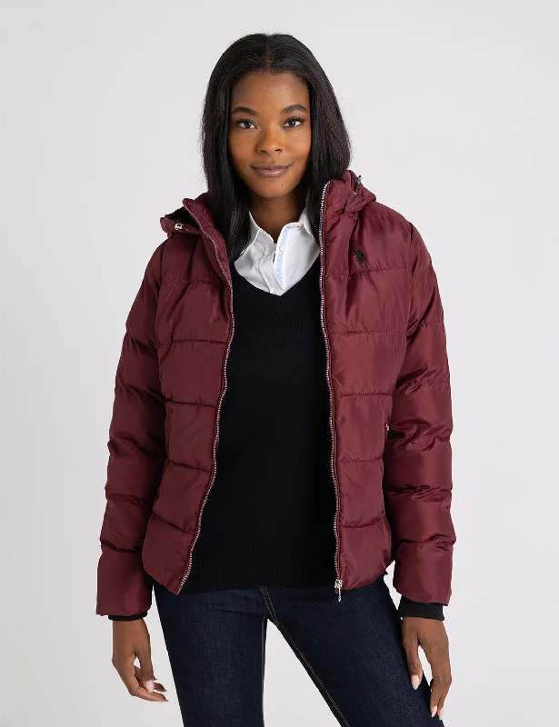 COZY HOODED CONTRAST PUFFER JACKET