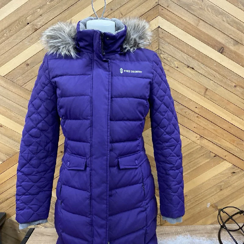 Free Country - Women's Long Winter Down Jacket - MSRP comp $200: Violet/Grey-women-SM