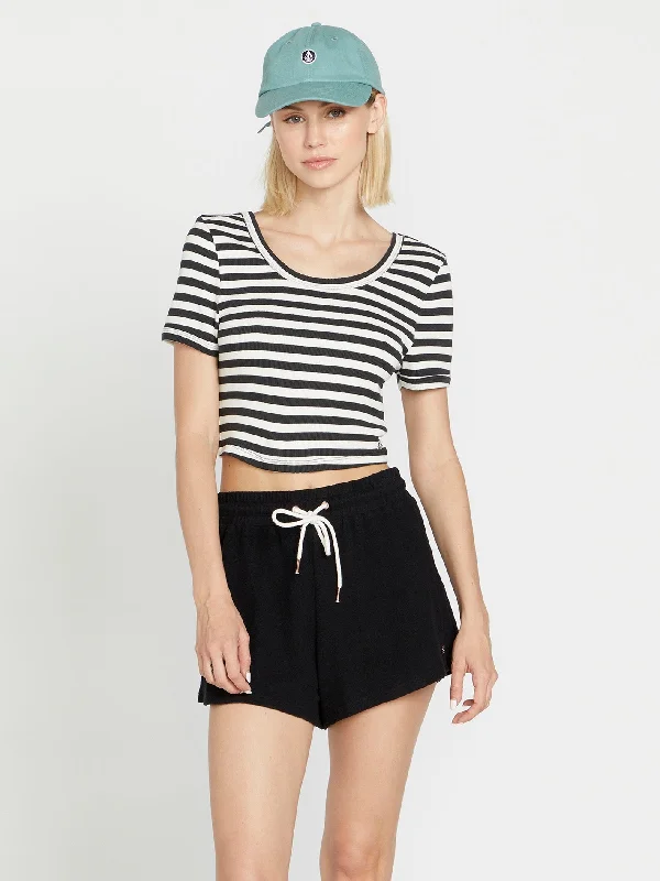 Lived in Lounge Knit Ringer Top - Black White