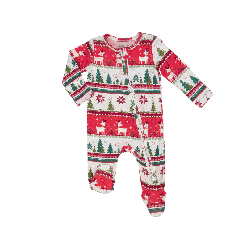 Reindeer 2-way zipper footie