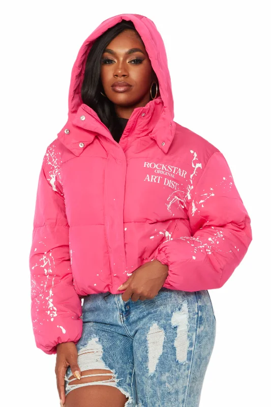 Keira Fuchsia Drippy Puffer Jacket