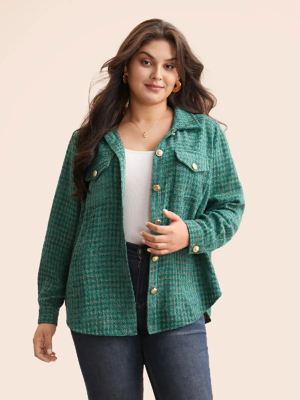 Tweed Patch Pocket Pleated Jacket