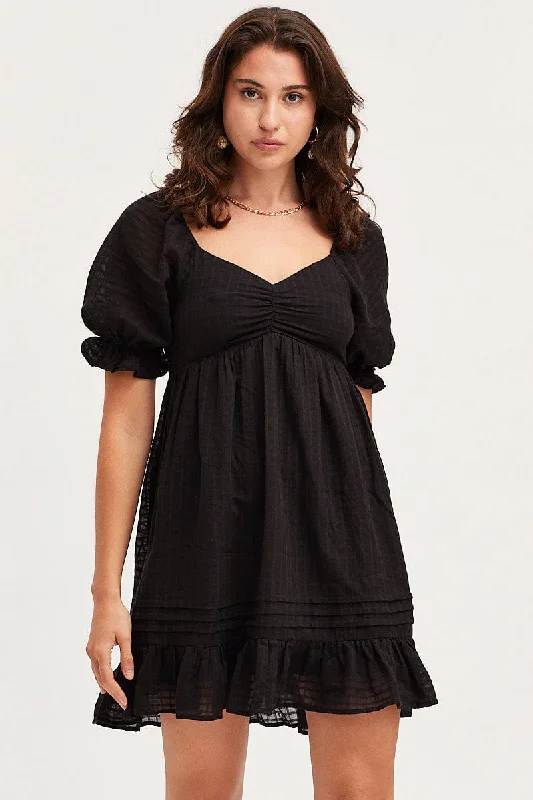 Black Dress Short Sleeve Mini