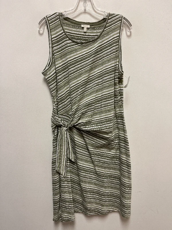 Dress Casual Midi By Talbots In Green & White, Size: L