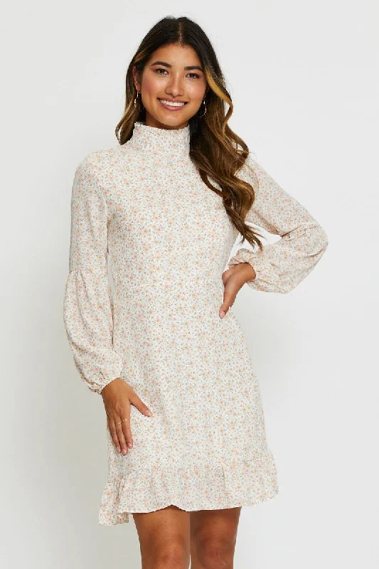 Print Mini Dress Long Sleeve