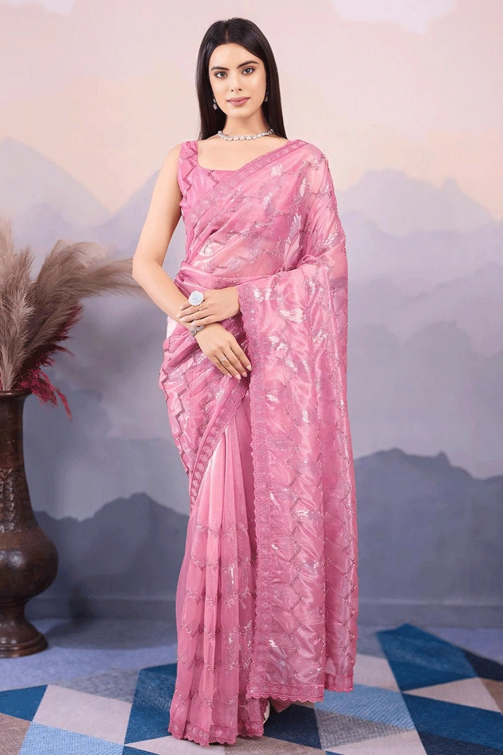 Twill Net Party Wear Designer Saree For Women