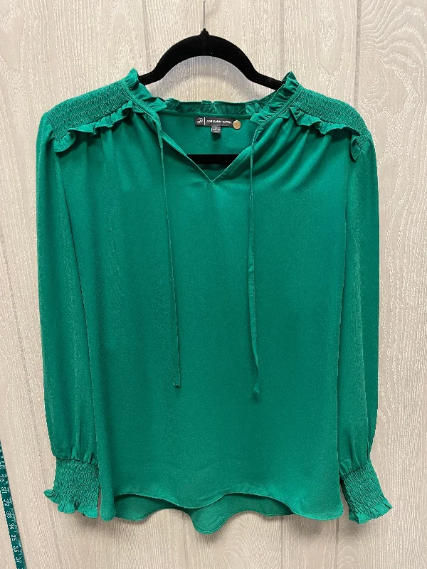 Blouse Long Sleeve By Adrianna Papell In Green, Size: S