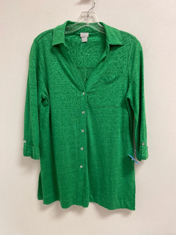 Blouse Long Sleeve By Chicos In Green, Size: S