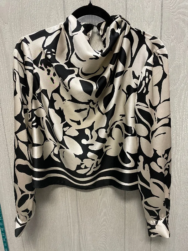 Blouse Long Sleeve By Rachel Zoe In Black & Tan, Size: S