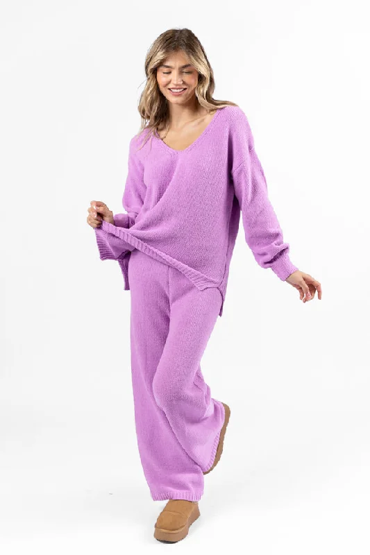 Cozy For Keeps Lavender V-Neck Sweater