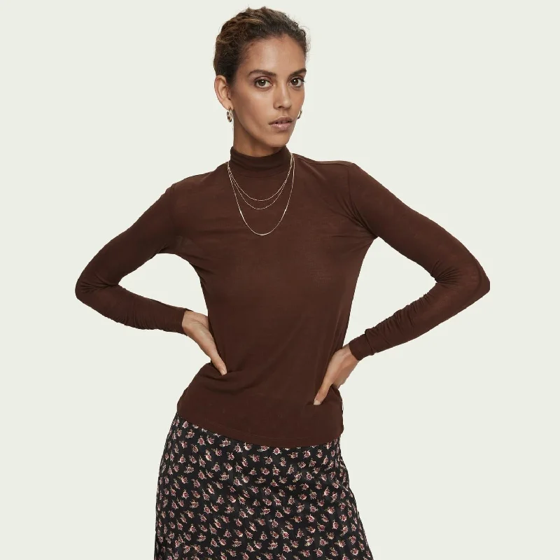 Gathered Sleeve Turtleneck (Espresso)