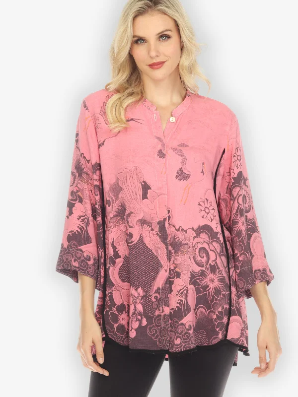 Crane Wave Pink Tummy Tuck Shirt