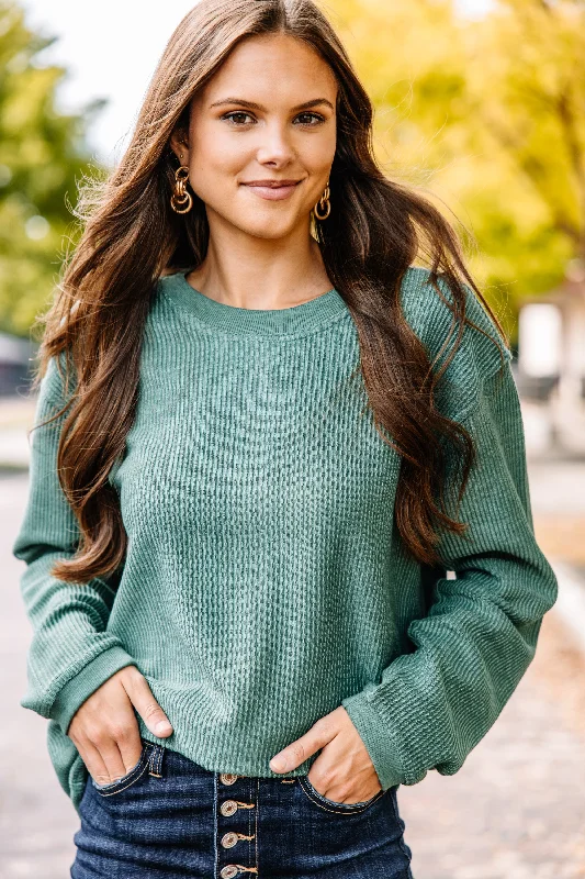 True To Form Green Corded Sweatshirt