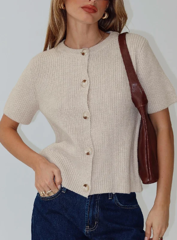 Wait A Lifetime Short Sleeve Cardigan Beige